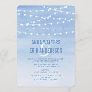 Watercolor String Lights Wedding Invitation