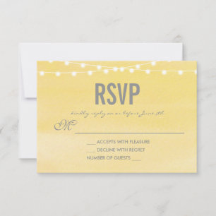 Watercolor String Lights Wedding RSVP Card