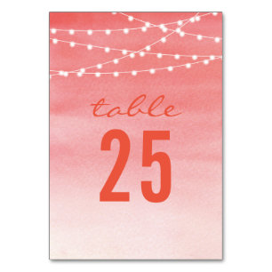 Watercolor String Lights Wedding Table Number