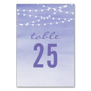Watercolor String Lights Wedding Table Number