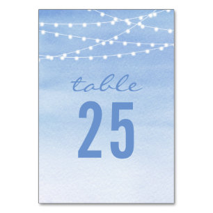 Watercolor String Lights Wedding Table Number