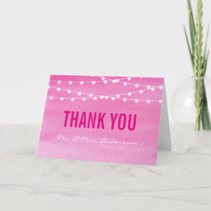 Watercolor String Lights Wedding Thank You Card