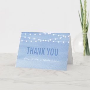 Watercolor String Lights Wedding Thank You Card