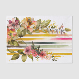 Watercolor Stripe Playful Whimsical Pink Decoupage Tissue Paper