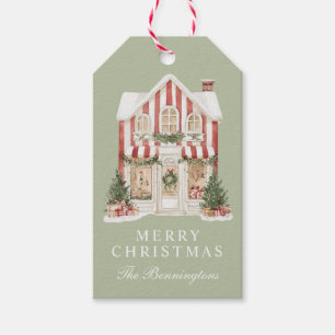 Watercolor Striped Christmas Boutique Personalized Gift Tags