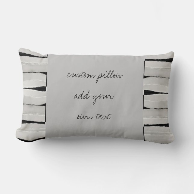  watercolor stripes add text grey and black lumbar pillow (Front)