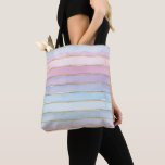 Watercolor Stripes Blue Purple Pink Summertime Tote Bag<br><div class="desc">Watercolor stripes in shades of blue,  purple,  and pink with faux gold stripes between them decorate this reusable tote bag. Great for hauling your summer time gear or for grocery shopping all year.  AI generated by IveyCottage.</div>