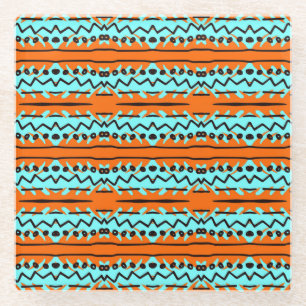Watercolor stripes, bright colourful pattern. glass coaster