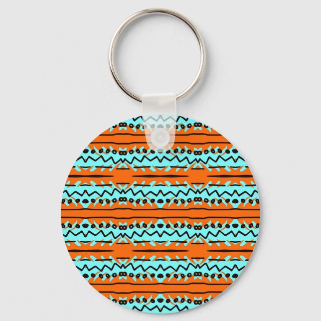 Watercolor stripes, bright colourful pattern. keychain (Front)