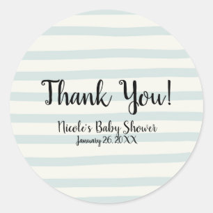 Watercolor Stripes Chic Baby Shower Modern Favour Classic Round Sticker