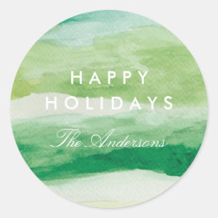 Watercolor Stripes Classic Round Sticker
