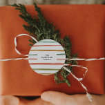Watercolor Stripes Custom Name Classic Round Sticker<br><div class="desc">Customize as gift tag or label for a festive finishing touch!</div>