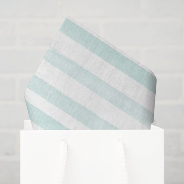 Watercolor Stripes Light Green White Tissue Paper (Gift Bag)
