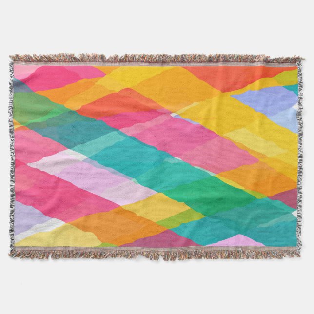 Watercolor stripes motifs 1 throw blanket (Front)