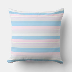 Watercolor stripes pink blue white throw pillow