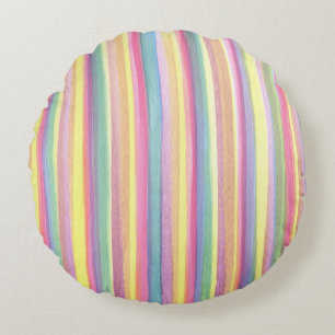 Watercolor Stripes Round Pillow