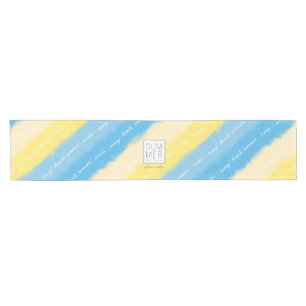 Watercolor Stripes Summer Calligraphy Short Table Runner