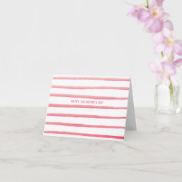 Watercolor Stripes Valentine's Day Folded Card