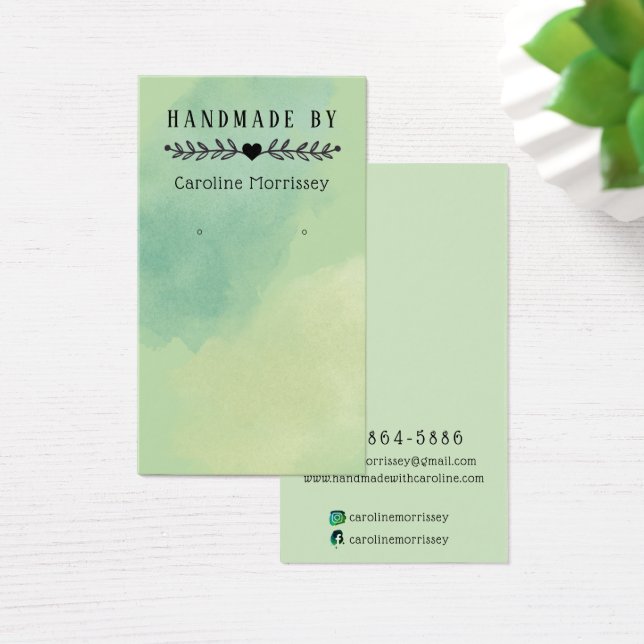 Watercolor Stroke Green Earring Display Card (Desk)