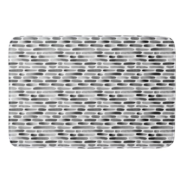 Watercolor Strokes 091121 - Black and White Bath Mat (Front)