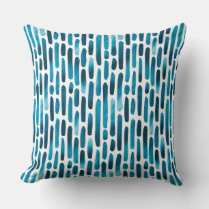 Watercolor Strokes 091121 - Cyan Blue Toned Throw  Pillow