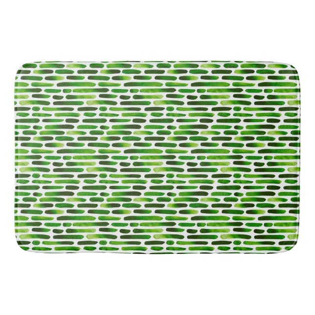 Watercolor Strokes 091121 -  Grassy Green Toned Bath Mat (Front)