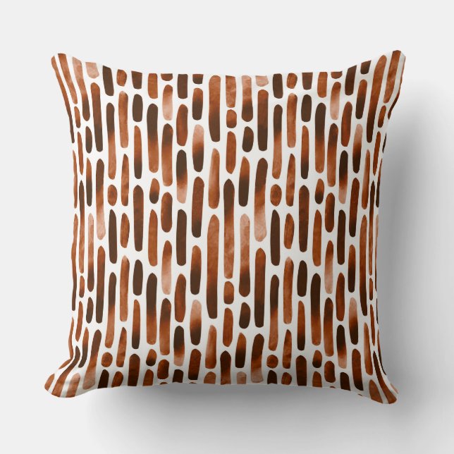 Watercolor Strokes 091121 -  Rusty Brown Toned Throw Pillow (Front)