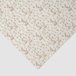 Watercolor Style Bunny and Daisy Cream Baby Tissue Paper