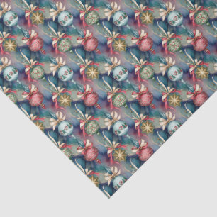 Watercolor Style Christmas Tree Ornaments Pattern Tissue Paper