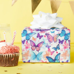 Watercolor Style Colourful Whimsical Butterfly Wrapping Paper