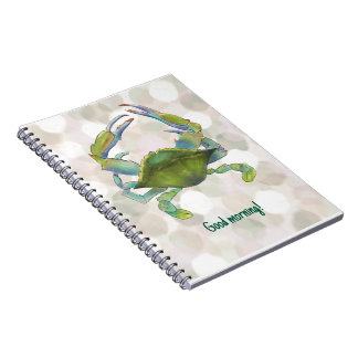 Watercolor-style crab notebook