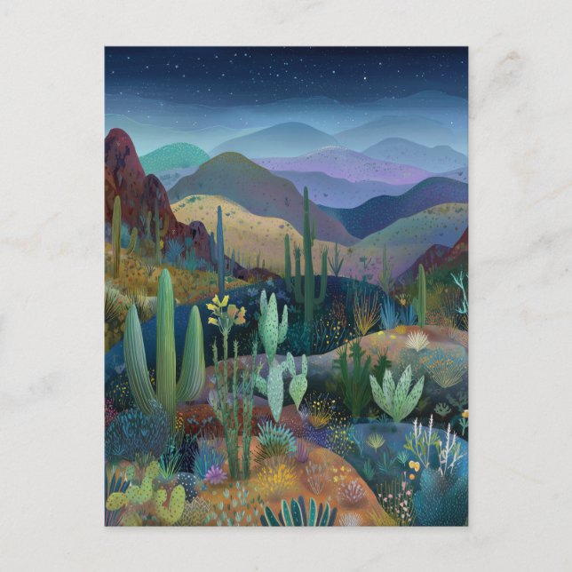 Watercolor Style Fantasy Desert Landscape Postcard (Front)
