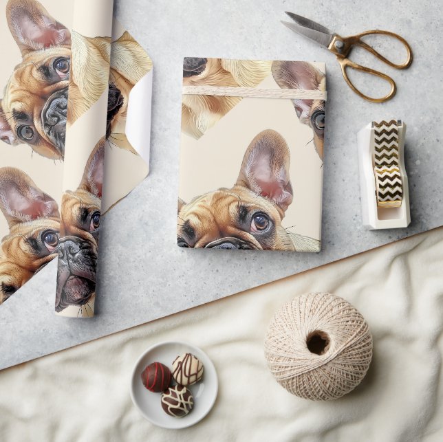  Watercolor Style French Bulldog Cute Animal Art Wrapping Paper (Crafts)