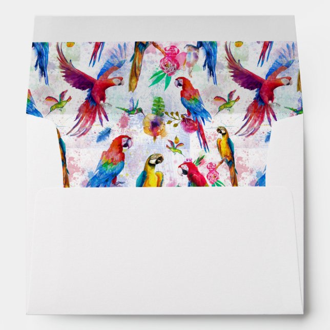 Watercolor Style Parrots Envelopes (Back (Bottom))
