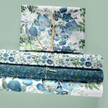 Watercolor Stylish Elegant Floral Flowers Greenery Wrapping Paper Sheet<br><div class="desc">Beautiful blue and green watercolor painted flowers for a modern yet elegant wrapping paper sheets. Colours include shades of blues and greens with neutrals. Hand painted by artist Jennifer Steffen. This design is perfect for any occasion from birthdays to weddings. Jenn's Emporium.</div>