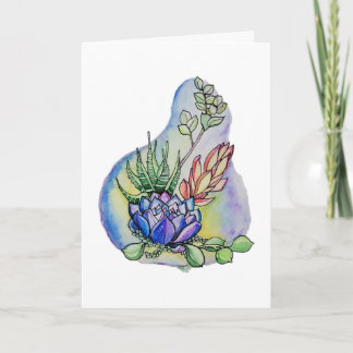 Watercolor Succulent Bouquet Illustration Card