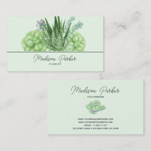 Watercolor Succulent Cacti Business Card