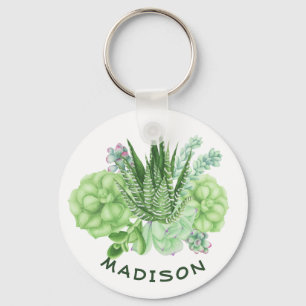 Watercolor Succulent Cacti Keychain