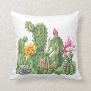 Watercolor Succulent Cactus garden Desert Throw Pillow