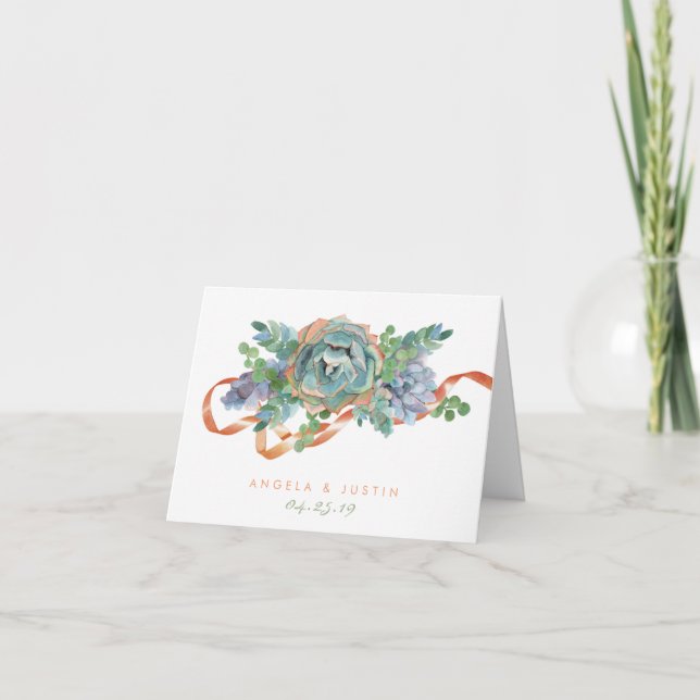 Watercolor Succulent Cluster Thank You Card (Front)