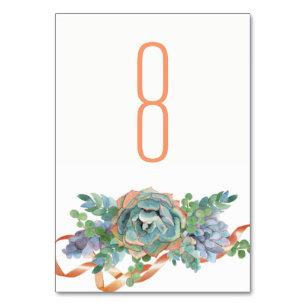 Watercolor Succulent Cluster Wedding 2 Table Number