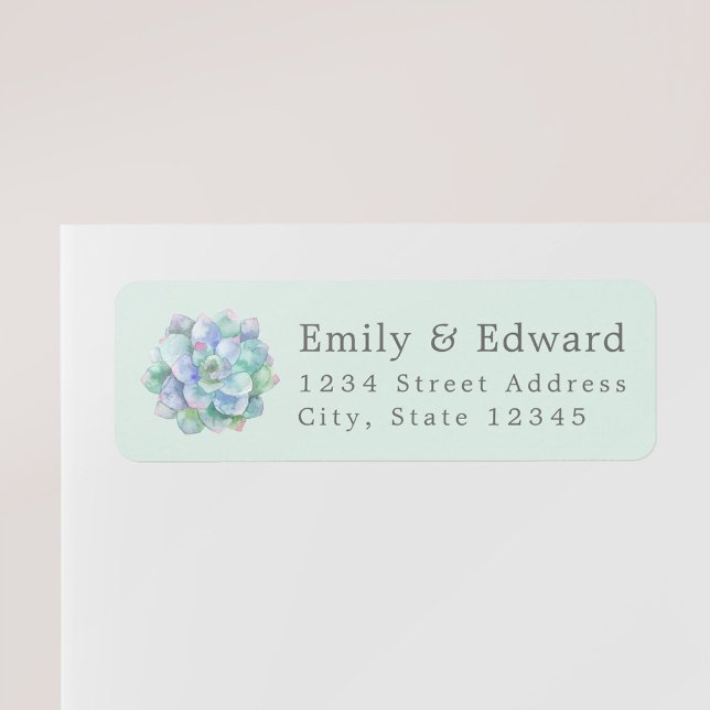 Watercolor Succulent Couple Names Sage Address (Creator Uploaded)