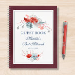 Watercolor Succulent Floral Bat Mitzvah Guest Book<br><div class="desc">This design features elegant watercolor succulent floral bouquets in soft blue and silver with a vibrant red flowers on a white background with a burgundy shimmer border. Personalize with your Bat Mitzvah details by editing the text in the text boxes. Designed for you by Evco Studio www.zazzle.com/store/evcostudio #mitzvah #batmitzvah #eventplanner...</div>