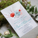 Watercolor Succulent Floral Botanical Bat Mitzvah Invitation<br><div class="desc">This design features an elegant watercolor succulent floral bouquet in soft blue and silver with a vibrant red flowers on a silver shimmer background with your Bat Mitzvah Invitation information below. Personalize by editing the text in the text boxes. Designed for you by Evco Studio www.zazzle.com/store/evcostudio #batmitzvah #invite #invitation #succulent...</div>