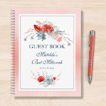 Watercolor Succulent Floral Botanical Bat Mitzvah Notebook<br><div class="desc">This design features elegant watercolor succulent floral bouquets in soft blue and silver with a vibrant red flowers on a white background with a coral shimmer border. Personalize with your Bat Mitzvah details by editing the text in the text boxes. Designed for you by Evco Studio www.zazzle.com/store/evcostudio #mitzvah #batmitzvah #eventplanner...</div>