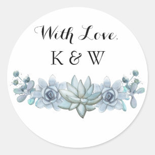 Watercolor Succulent & Flower Wedding Sticker