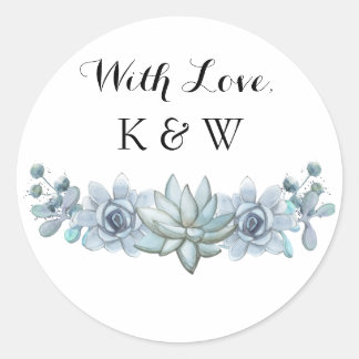 Watercolor Succulent & Flower Wedding Sticker