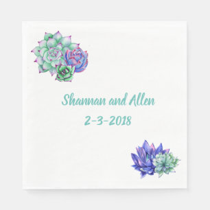 Watercolor Succulent Lunch Napkin