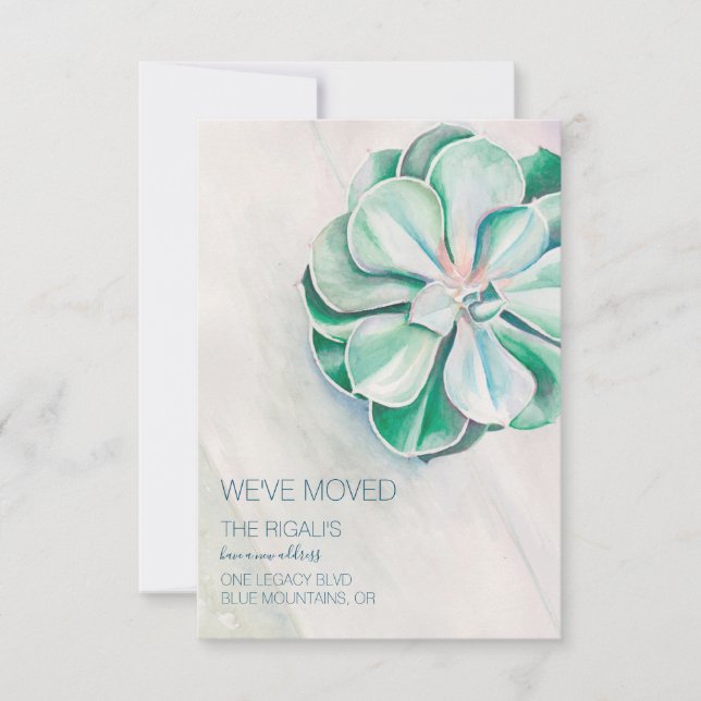 Watercolor Succulent Moving Announcement (Front)