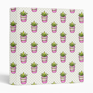 Watercolor Succulent Polka Dot Pattern Binder